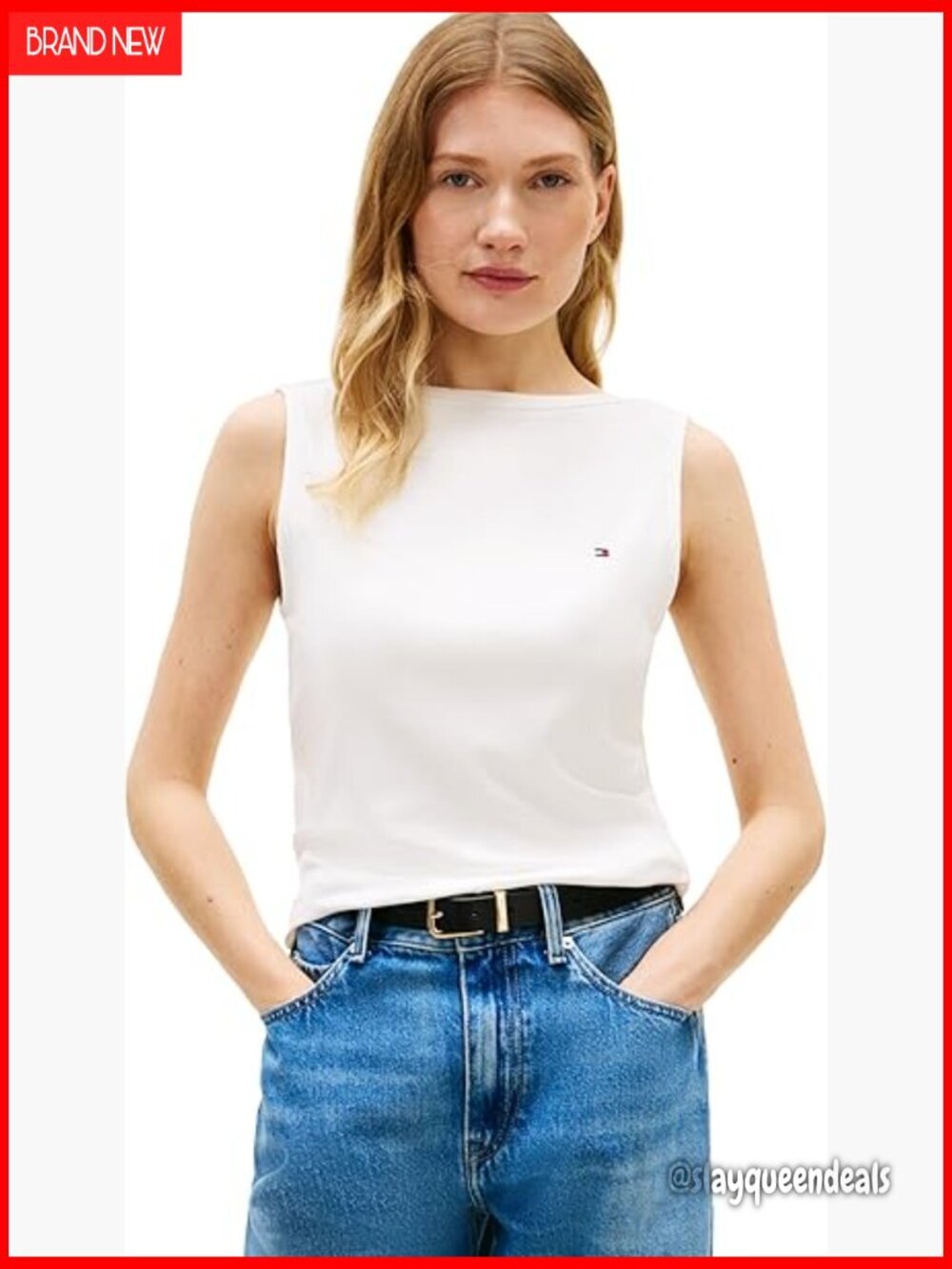 Slim Fit Ribbed Tank Top, Boat Neck Sleeveless, Premium Lightweight Material